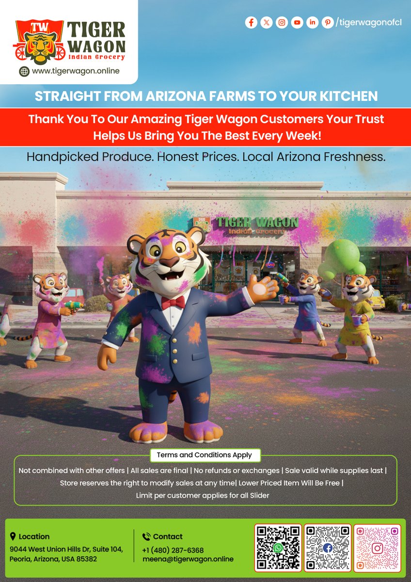 tigerwagonofcl's tweet image. 🌿🐯 STRAIGHT FROM ARIZONA FARMS TO YOUR KITCHEN 🐯🌿

A big thank you to our amazing Tiger Wagon customers! 🙌💛

Your trust and support help us bring you the freshest picks every single week.

#TigerWagon #ArizonaFresh #FarmToKitchen #PeoriaAZ #IndianGroceries #ShopLocalAZ