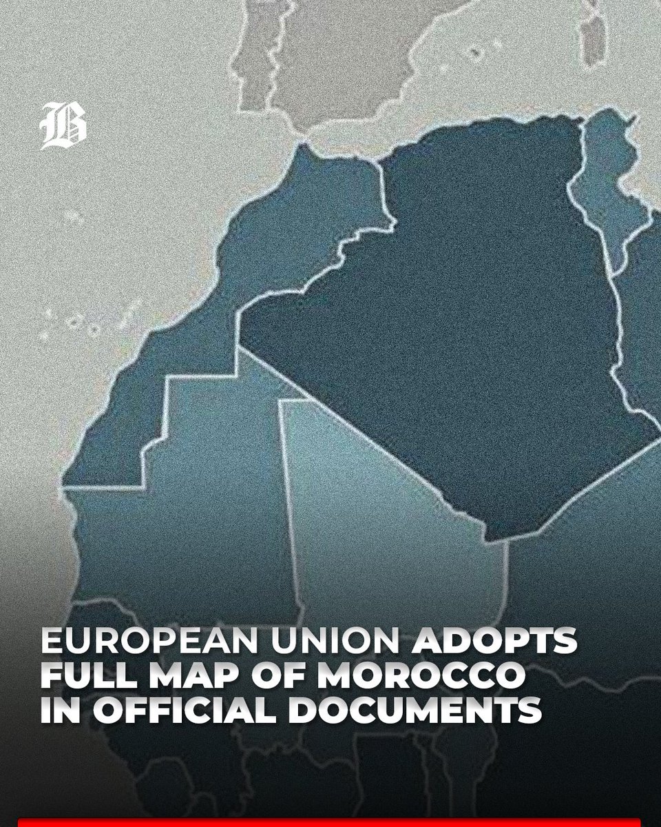 BarlamanToday's tweet photo. The European Union has adopted the full map of Morocco, including the Sahara, in its official documents, a significant shift in Brussels' position.

#Morocco #EU #Brussels #Sahara #AutonomyPlan https://t.co/hHnhnYZe5R