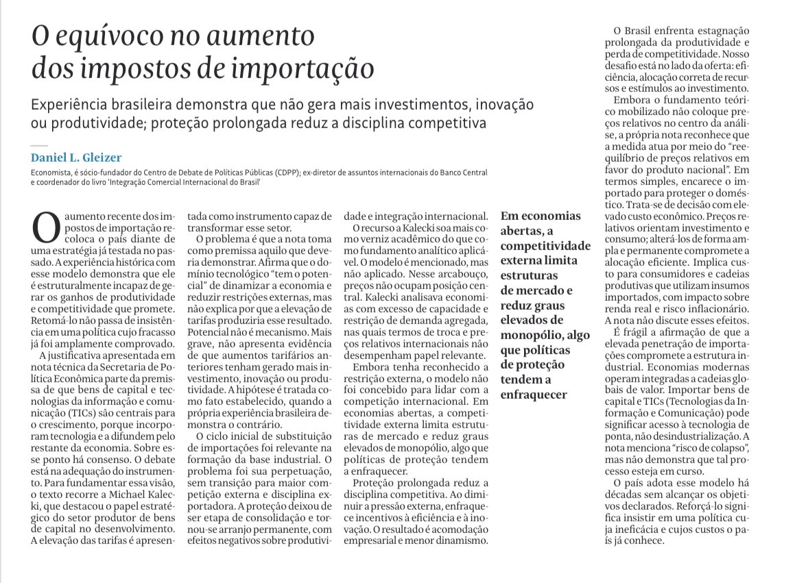 Este artigo do Daniel sobre a proposta de elevação do imposto de importação é leitura essencial. Recomendo com ênfase.