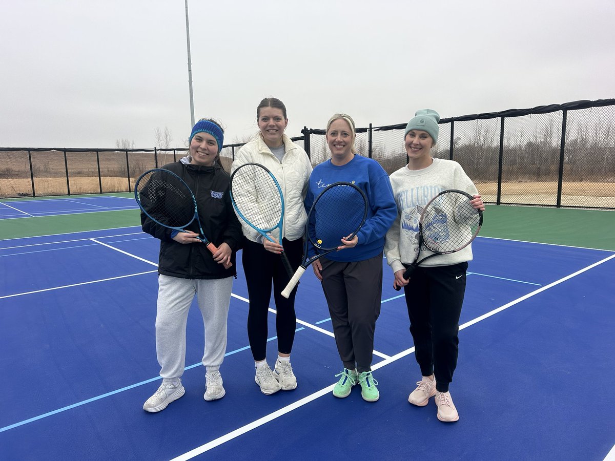 BHSBadgerTennis's tweet photo. NEW COURT, WHO DIS? Yesterday marked the very first program use of our new tennis courts! We are so thankful and excited to kick off our 2026 season on them! https://t.co/3gkC7L5liL