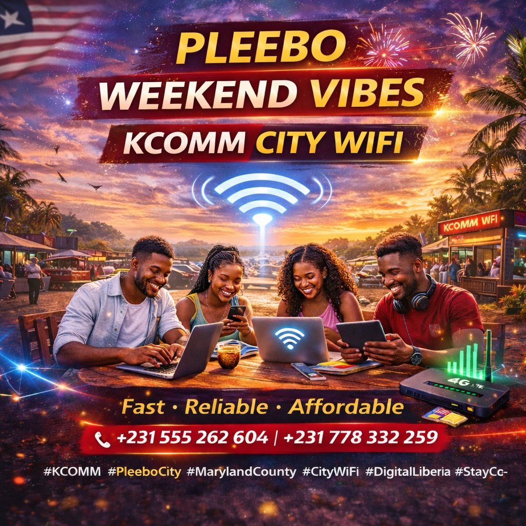 kcomm4499's tweet image. 📍 Pleebo

PLEEBO CITY STAND UP! 🇱🇷
Weekend streaming? Football? Movies? TikTok Live?

Don’t let slow internet spoil your vibe.

KCOMM City Wi-Fi keeps you connected all weekend long!

Buy your voucher &amp;amp; enjoy uninterrupted browsing.
Contact: +231555262604/+231778332259

#KCOMM