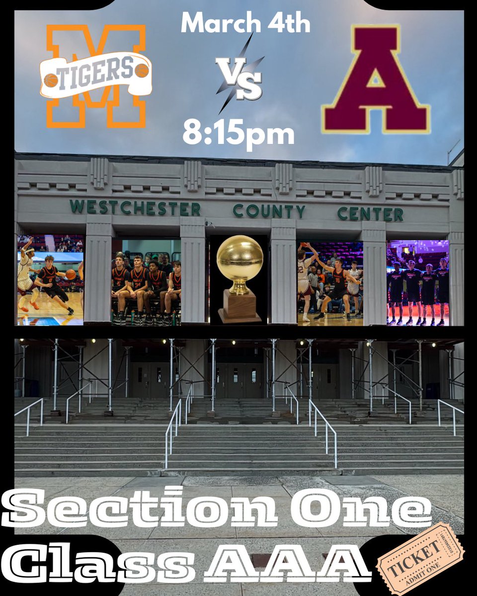 CoachCarver_'s tweet photo. 🏀PLAYOFFS-GAME DAY🏀
🗓️ :  Wednesday, March 4
🆚 :  Arlington 
📍 :  Westchester County Center
⏰ :  8:15pm
📺 :  https://t.co/j9C9IWtPy6
🎟️ : $10 admission
#JustUs #PHD #SurviveAndAdvance   @mhsvarsitysport @KDJmedia1 @lohudhoopsmbd @lohudsports @LiveMike_Sports @rayteodora1 https://t.co/vp03mljWQa