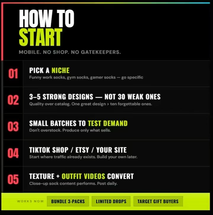 PocketBuilders_'s tweet photo. How to start a sock side hustle https://t.co/W6G9BBwAjv