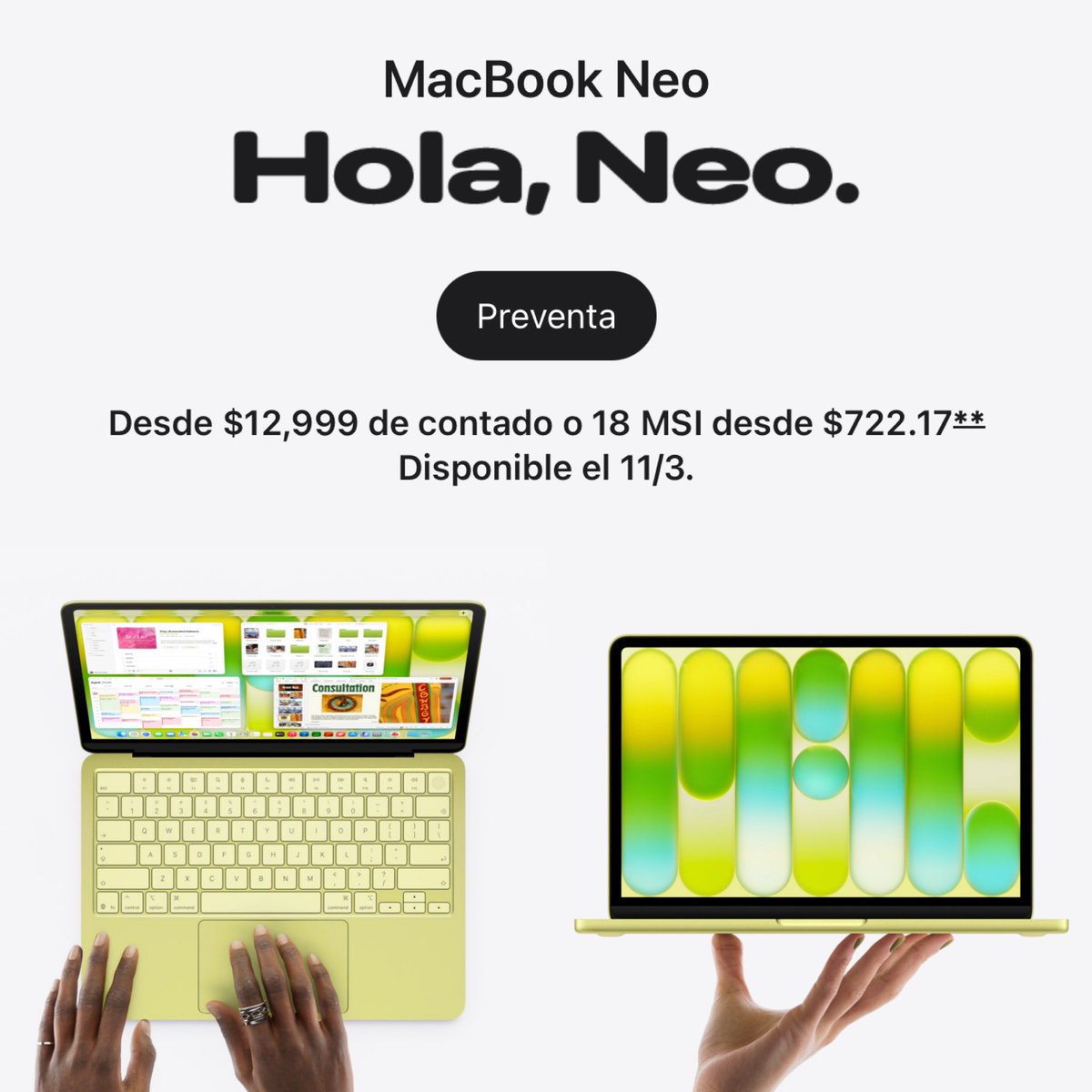 CerebrosG's tweet photo. De último momento: Apple acaba de anunciar la MacBook Neo, una computadora sumamente económica en 12,999 pesos mexicanos. https://t.co/Hrgy3n85sm