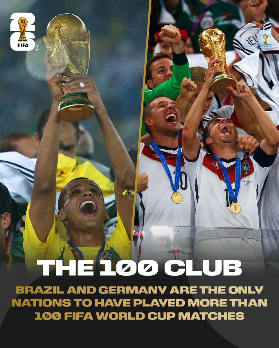 In 100 days’ time, two of the most successful nations in @fifaworldcup history – Brazil and Germany – will have their 2026 campaigns underway! 🏆