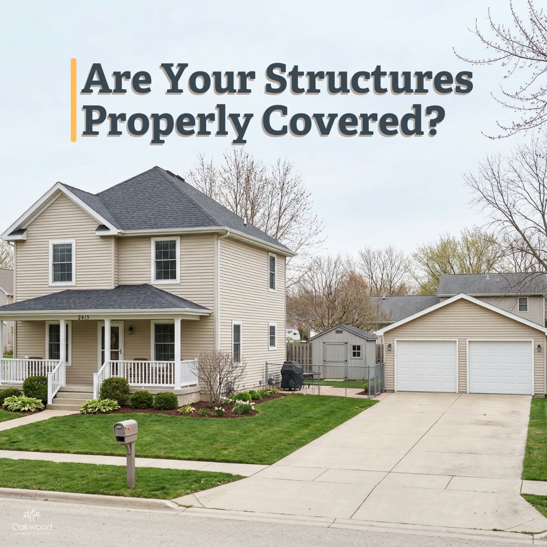 Don’t overlook the structures on your property.

Sheds, barns, and detached garages have different coverage rules. Make sure you understand what’s covered.

Learn more:
oakwoodmutual.com/outbuildings/
