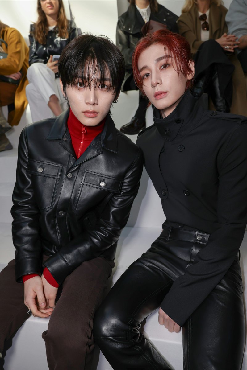 XFashion's tweet photo. #TAESAN and #LEEHAN pose together at the @CourregesParis FW26 show during Paris Fashion Week https://t.co/27LexTsoyL