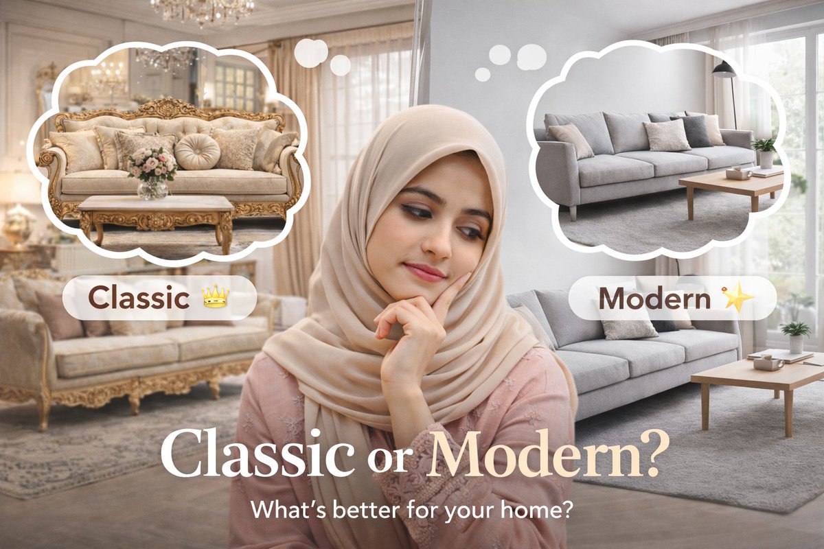 LahoreFurniture's tweet image. Every home has its own style.
Some people love a classic look, while others prefer a modern style.

Which style is better for your home?
👇 Comment below
Classic 👑
Modern ✨

#LahoreFurniture
#HomeStyle
#ClassicVsModern
#FurnitureStyle
#HomeDecorIdeas
#InteriorStyle