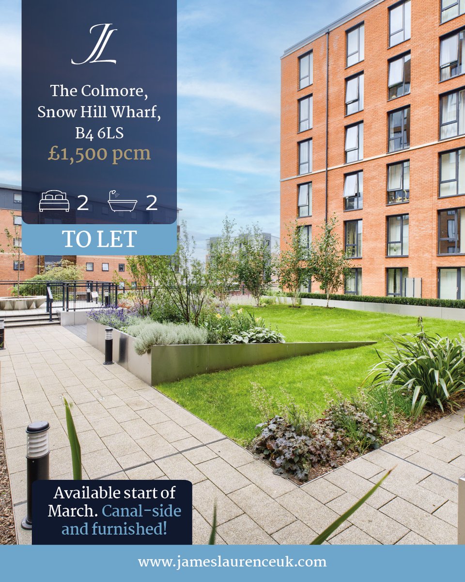 This luxury apartment has so much to offer; balcony over looking the canal, open plan kitchen/ living, furnished and within the new Snow Hill development!

💻Find out more: jameslaurenceuk.com/property/the-c…

Interested in a viewing? Call 0121 604 4060 (Option 2)

#torent  #birmingham