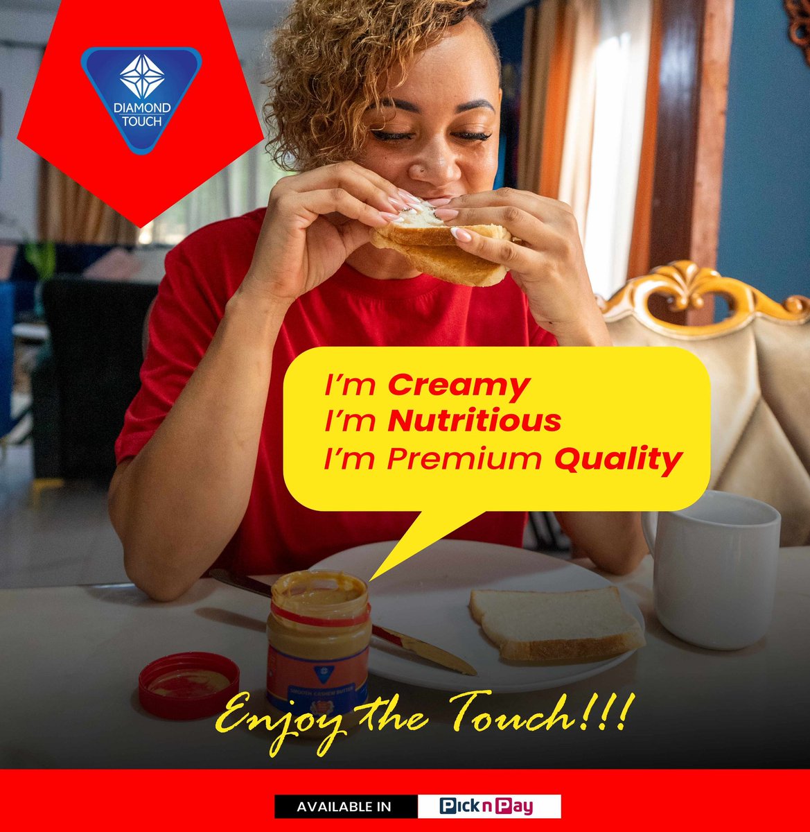 Touch4Diamond's tweet photo. Your woman will love it!!!
Surprise her with a Jar of our Diamond Touch Cashew butter for only K104.99 from any Pick n Pay outlets Countrywide.
#enjoythetouch #Cashewbutter https://t.co/WcU56AVfik