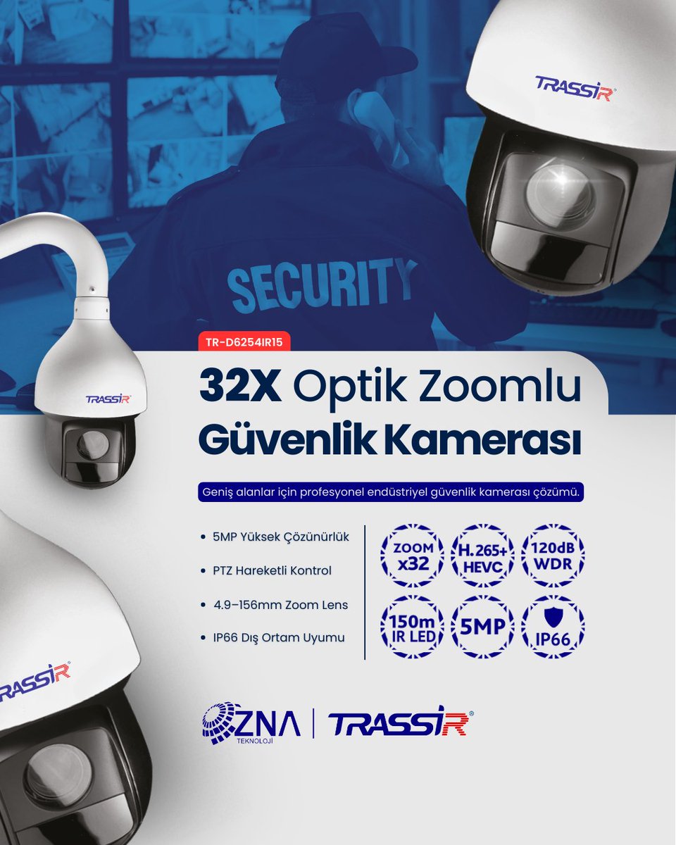 znatechnology's tweet image. -TR-D6254IR15 | 32x Optik Zoomlu
Güvenlik Kamerası

• info@znateknoloji.com

• znateknoloji.com

#TRASSIR #YapayZeka #IPCamera #GeceGörüş
#DışMekan #Güvenlik #ZNATeknoloji
#GüvenlikKamerası #UzunMenzil #NetGörüntü
#Kesintisizİzleme