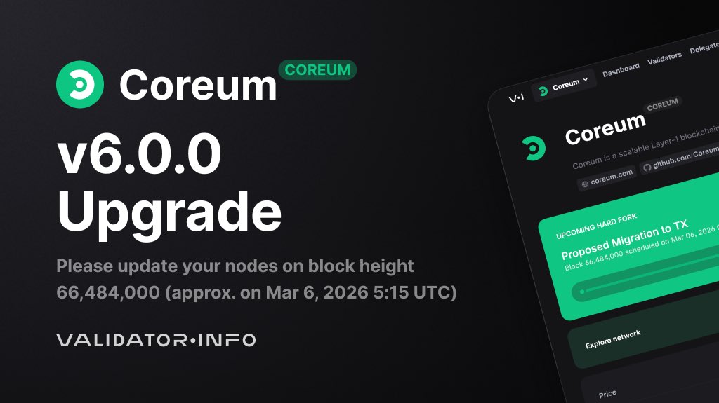 Attention, @CoreumOfficial validators! #Coreum mainnet is scheduled to ...