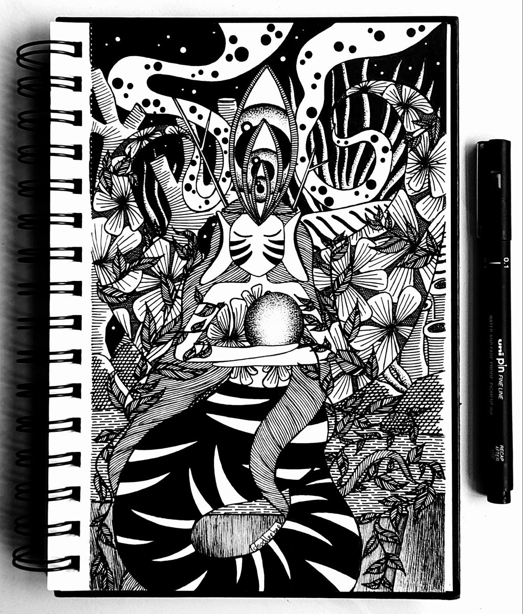 pri_silver's tweet image. Inktober52 Prompt 7 - Trapped

Trapped by the thoughts of our own making,
Know that we also, always, have the way out.

#Doodleebee #inktober52 #inktober #mermaid #inkart #whimsical #art