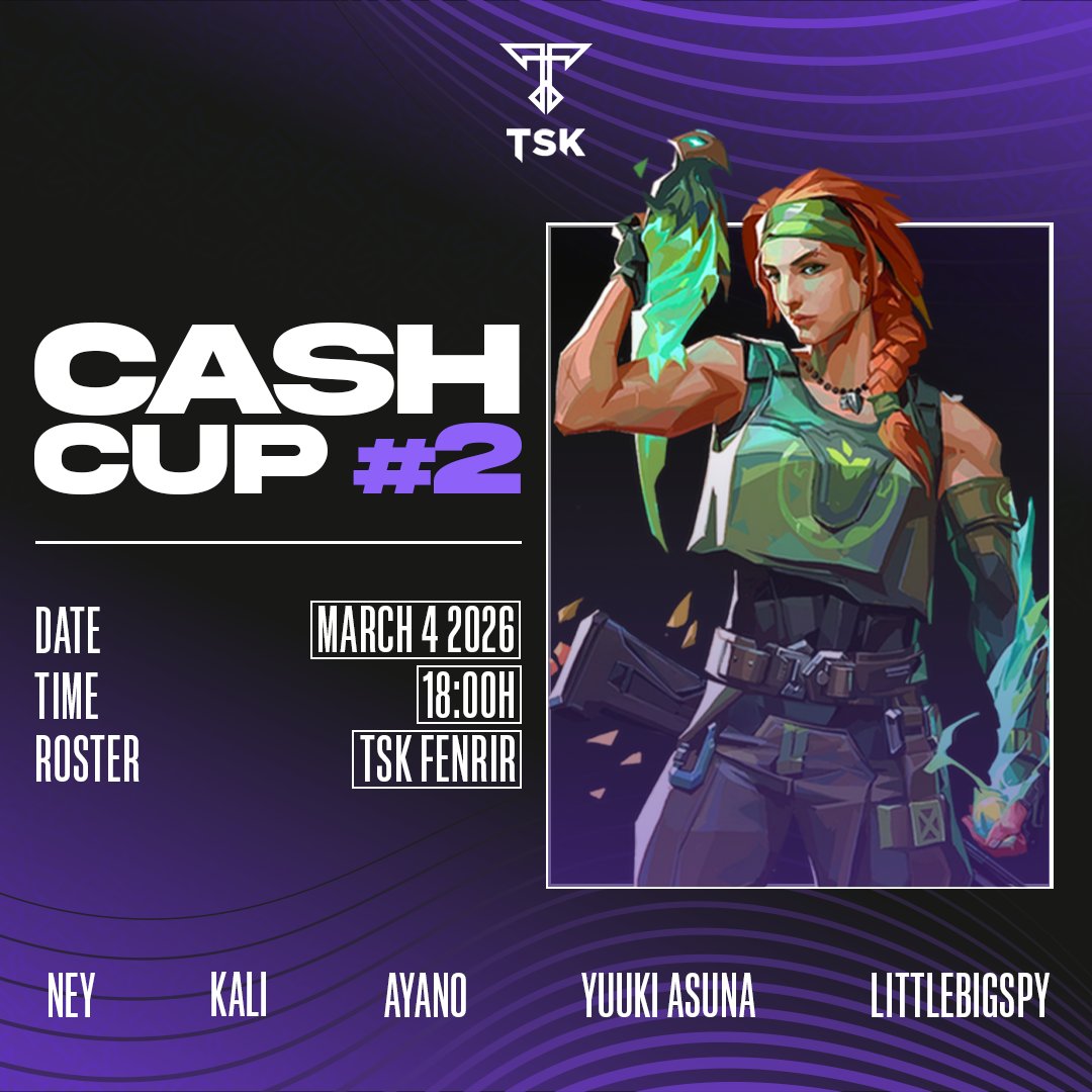 TSKOfficiel's tweet photo. 🚨CASH UP TIME 🚨
Notre roster GC entre en scène et est prêt à s'imposer pour la Cash Up #2 sur Valorant !
Retrouvez les sur la chaîne de @_Laou_ pour leur donner de la force ! 🔥
🗓️Mercredi 4 mars
⏰18:00 CET
📺https://t.co/qWv1I7ugum https://t.co/nfdweasc6M