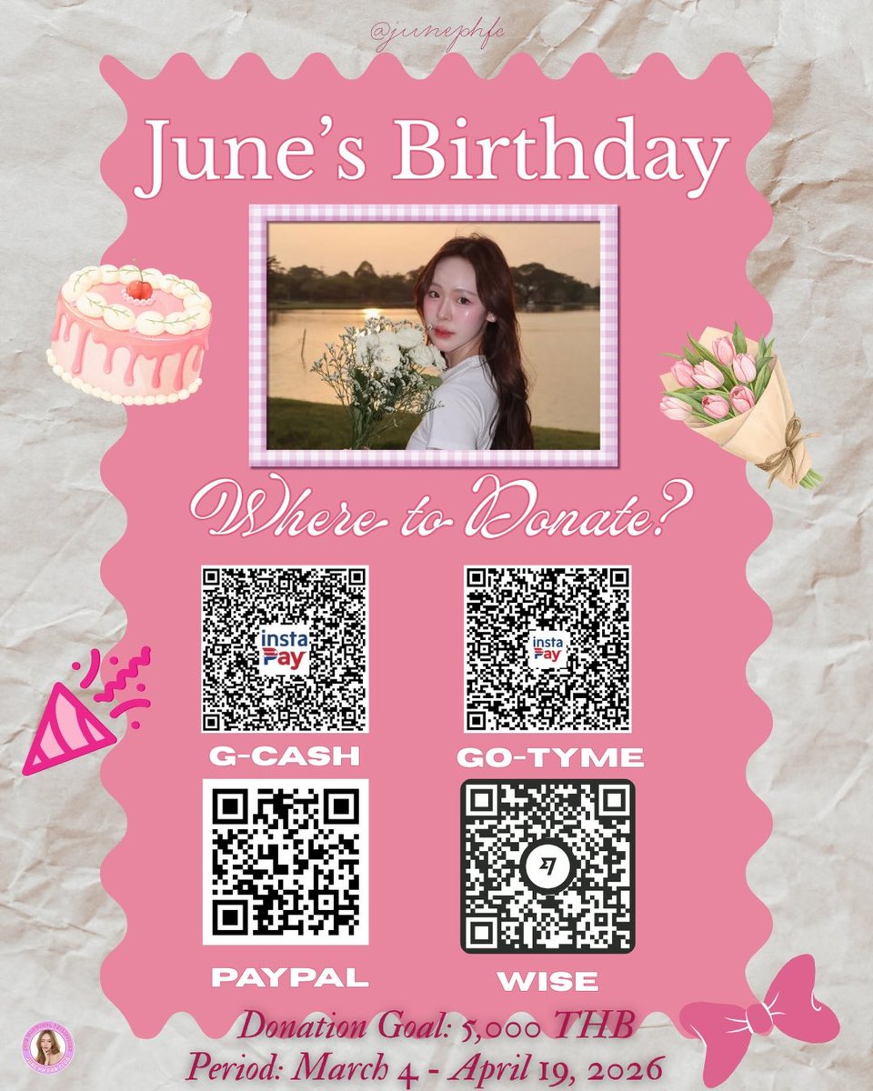 📢🩷 ForJunes Filos &amp; Worldwide!

Our donation drive for June’s birthday project is now open. No minimum amount — every contribution is appreciated 🙏🏼🩷

Fill out the form below if you’d like to join: 
🔗: forms.gle/qxxcQUm2aVfFCV…

Thank you so much, ForJunes! 🩷

#JuneWanwimol