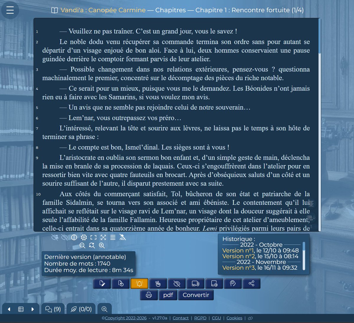 MarkusCharret's tweet photo. ✨ Épistolads v1.27.0 est là !

📝 Export PDF avec annotations, nouveaux genres littéraires, partage d'ouvrages depuis l'éditeur et numéros de paragraphes en mode lecture. Vos manuscrits méritent le meilleur, venez voir !
https://t.co/OBtlb9tI31

#epistolads #écriture #relecture https://t.co/1epQEqLkL6