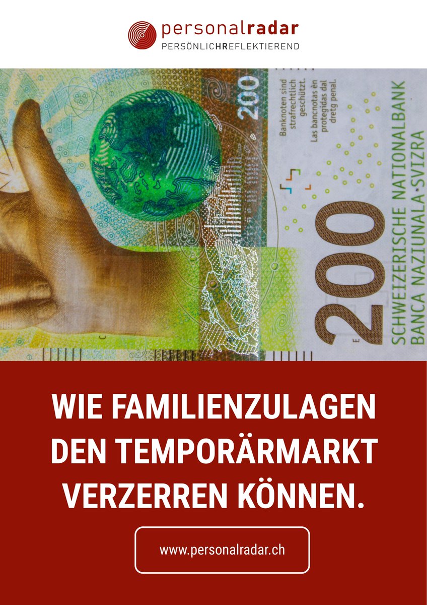 Temporärarbeit: Nordwestschweiz 1 Arbeitsmarkt. 4 Familienzulagen-Systeme. Und plötzlich entscheidet nicht die Betreuungs- und Vermittlungsqualität, sondern die kantonale Mechanik über die Wechselfreudigkeit der Temporärmitarbeitenden.

Fakten, die im Temporärgeschäft weh tun