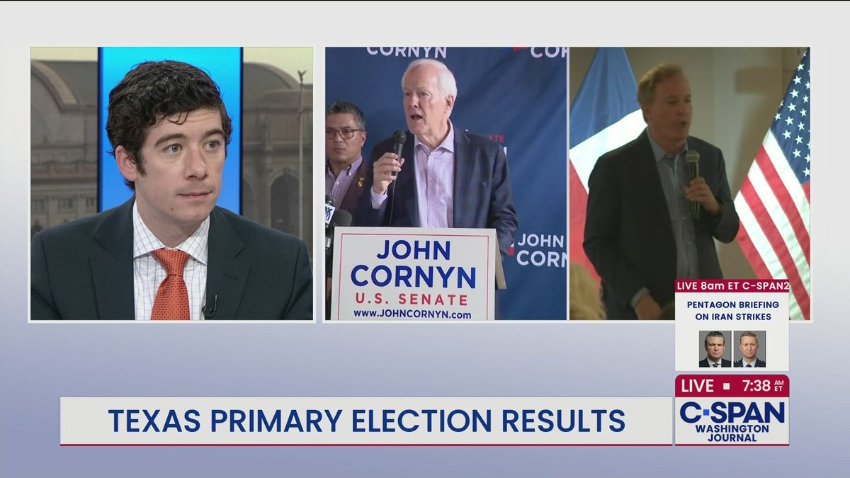 CSPANClassroom's tweet image. Kirk Bado, editor of National Journal's political newsletter the "Hotline" (@njhotline), discusses Tuesday night's midterm election primary results in Texas and North Carolina: c-span.org/classroom/docu….

#Midterm #Election #Campaign2026 #SSChat #EdChat #GovChat #APGov
