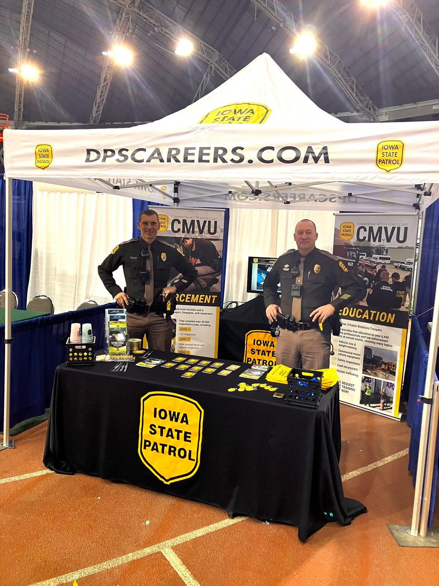 iowastatepatrol's tweet image. Stop by this week and visit us at the Hawkeye Farm Show in Cedar Falls! The event is being held at the UNI Dome 9am-4pm today through Thursday! Don’t miss the opportunity to say hello, get your questions answered, and grab some swag!