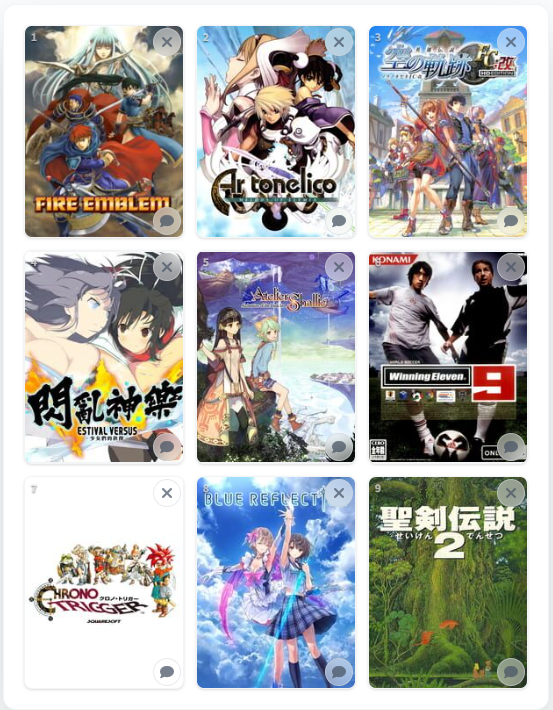 Lyndis22's tweet photo. #私を構成する9つのゲーム 
ページを保存できなかった。
なんかウイイレだけ浮いてるな。。。 https://t.co/yoqOOPyAy0
