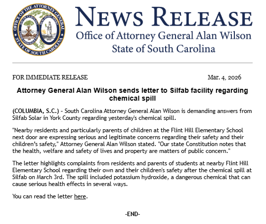 South Carolina Attorney General's Office tweet media