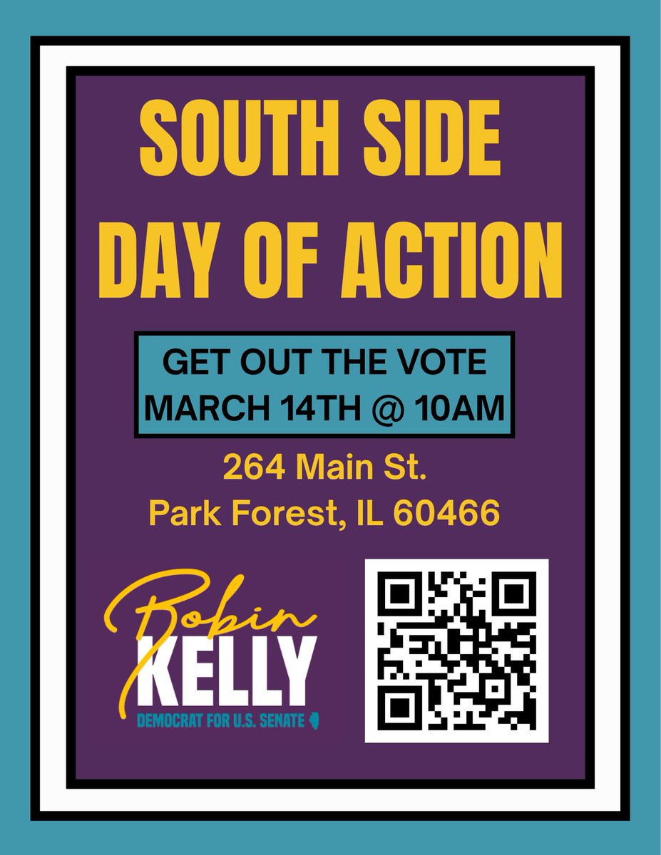 RobinLynneKelly's tweet photo. Join #TeamRobin for our upcoming Days of Action! We’re organizing across Illinois with a South Side/South Suburban Day of Action on March 14 and a North Side Day of Action on March 15. Let’s keep building this grassroots movement together. https://t.co/NgKlopNMxQ