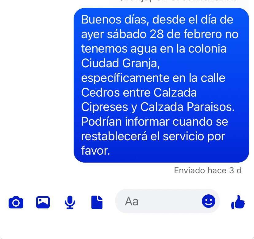 BeatrizFlo72's tweet photo. @siapagdl Fue enviado en Messenger de Facebook, checa ahí esta. Y es en toda la colonia no importa la calle, aqui la foto https://t.co/RDqh57HUgZ