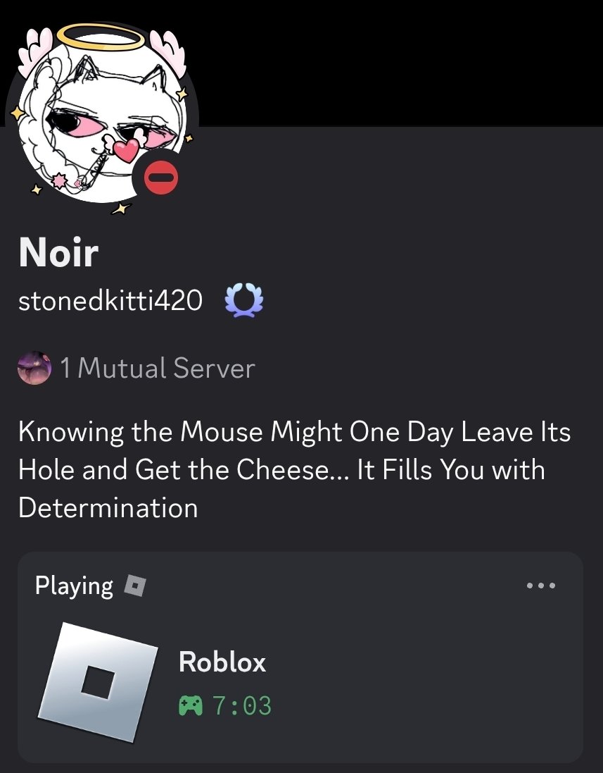 GassySkunkBully's tweet photo. Pedophile is playing roblox....

I bet noir is catching minors as sexual with them.

Block this discord user because its a pedophile who owns the server as "Noir's Organized Crime Syndicate!"

Thanks, https://t.co/Gscu8ICpFd