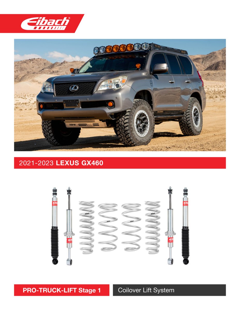 EibachCanada's tweet image. PRO-TRUCK-LIFT Stage 1 for the 2021-2023 Lexus GX460 available to order online at eibach.ca

Part # E80-59-006-01-22

#eibach #eibachcanada #gx460