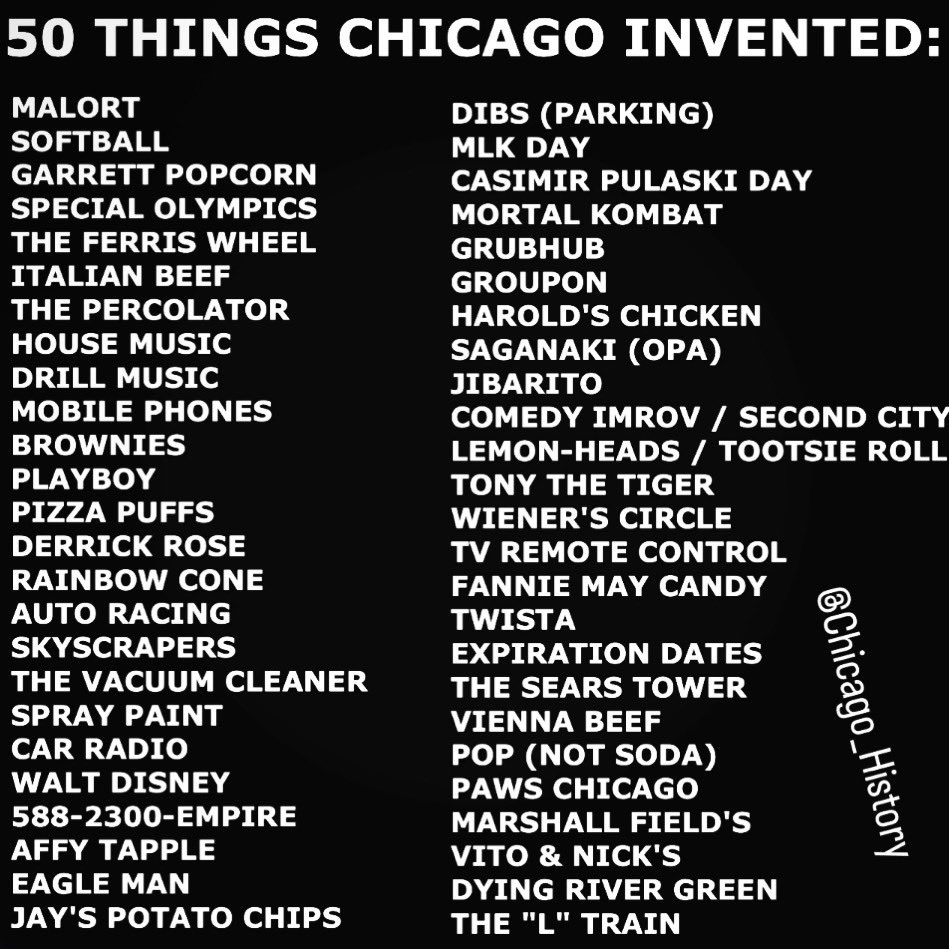 Creators create, especially in Chicago. And we're just getting started baby!
#SixDegreesOfChicago 🌀

What else did Chicago create?

#ChicagoHistory ☑️