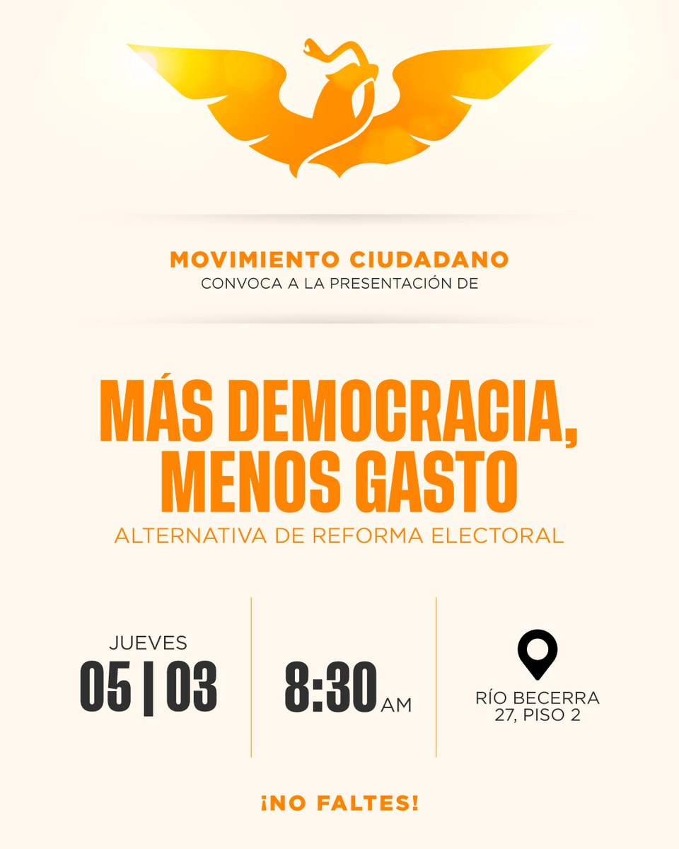 Mañana, <a href="/MovCiudadanoMX/">Movimiento Ciudadano | Movimiento Naranja</a> dará a conocer su propuesta de Reforma Electoral.

Una alternativa MEJOR a la que plantea al gobierno. Más democrática, más eficiente, más equitativa y más incluyente.

¡Ahí nos vemos!