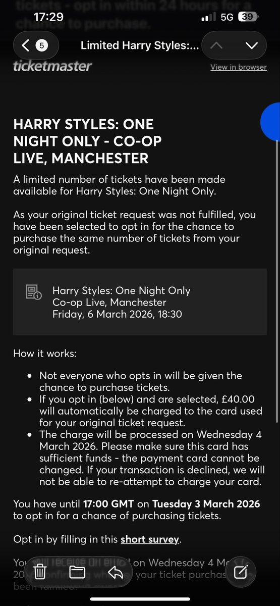 beckymcw's tweet photo. Did anyone else get the new ballot e-mail on Monday for Harry Styles ONO because I’m not seeing ANYONE talk about it?! (also I was successful, what the heck is this luck 🥹) https://t.co/qD20HbmViZ