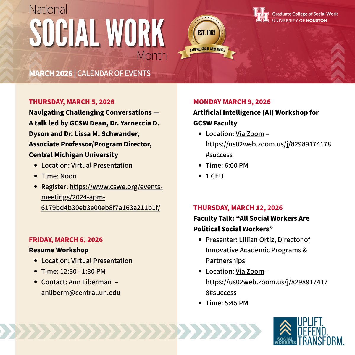UH Graduate College of Social Work tweet media