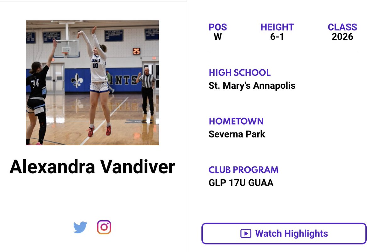 JrAllStarMD's tweet photo. Check out Alexandra Vandiver's (@ALove30_2026) 𝙈𝘼𝙓𝙍𝙀𝘾𝙍𝙐𝙄𝙏 𝙋𝙇𝘼𝙔𝙀𝙍 𝙋𝙍𝙊𝙁𝙄𝙇𝙀! ⤵️
https://t.co/yWXgGwJhtf

Start building your profile now at https://t.co/4IzcFfaXRx! https://t.co/KSWec8Pcdp