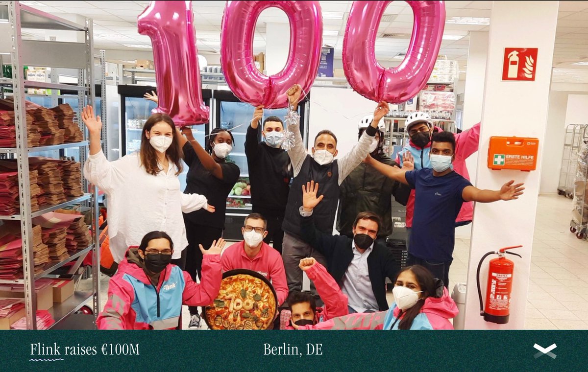 🇩🇪 Raise of The Day: Flink just raised $100M in growth funding at a $900M valuation

The Berlin-based grocery delivery company, founded by <a href="/dames_julianf/">Julian Dames</a> in 2021, now operates 160 hubs across Germany and the Netherlands, serving 22.5 million people with average delivery times of