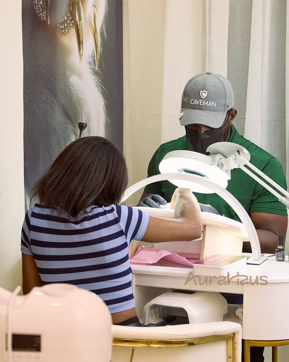 AnthonyDzamefe's tweet photo. When my wife’s passion for the beauty business led us to opening Aura Haus , I found a new adventure. 

To be able to understand the business and assist her as much as possible, I had to learn the craft first. To understand the beauty industry and know how to improve upon the standards in terms of quality and precision of the craft and services rendered  

My love for craftsmanship drove me into taking lessons for some months and submerging myself into the art of being a nail technician.  
It’s amusing the look of surprise on people’s faces when they walk in and find me doing people’s nails. 
I have currently gotten very good at acrylic and gel application methods. Attached are some of my most current works. 

Visit us At Adjiriganor (gps: AuraHaus) 

Call/whatsap 0256097856 for bookings for your nails, lashes, manicure/pedicure and male grooming services. You can also purchase some gift vouchers for yourself or friends.
