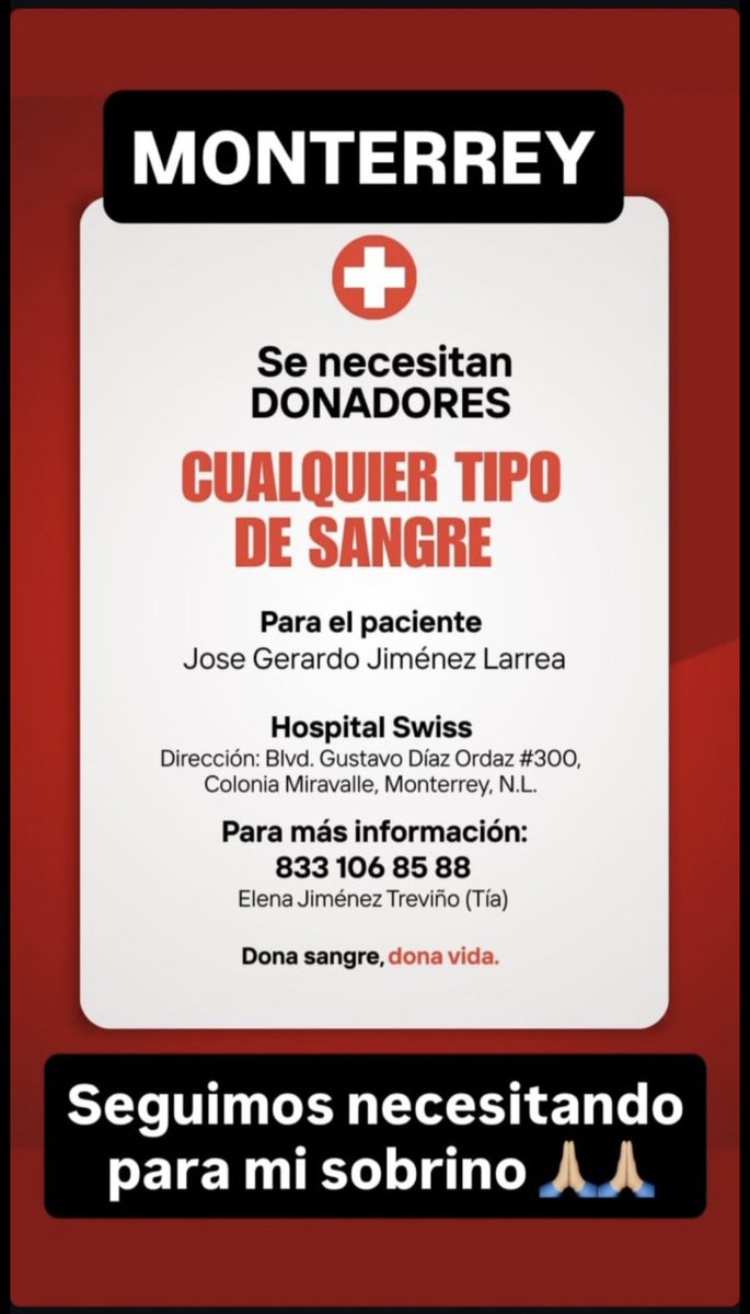🚨🚨🚨¡URGE!!! 🚨🚨 
#Monterrey fue atropellado esta muy grave con múltiples fracturas. 
(Su Abuela es mi Amiga) 
#Tampico 
Muchas Gracias por Compartir Twetters