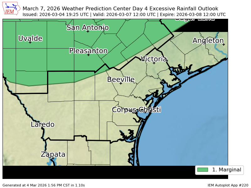 Wpc Riskmap WPC issues Day 4 Marginal Risk Excessive Rainfall Outlook at Mar 4, 19 ...