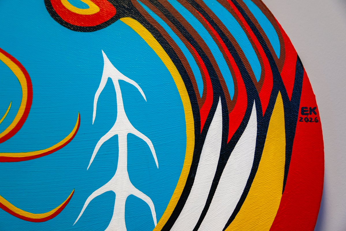 Anishinaabe artist Emily Kewageshig commissioned this gorgeous piece for our Indigenous Peoples Celebration Unity Game tonight 🧡

It will be on display at the gate 2 merch shop at tonight's game and available for auction! All proceeds benefit Hockey Indigenous.
Bid on the