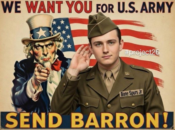 Me encanta la campaña organizada en EE. UU. para animar a que envíen al hijo de Trump a la guerra contra Irán.