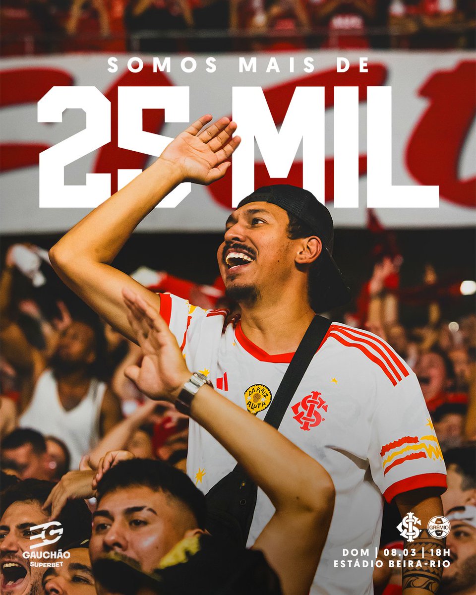 𝟐𝟓 𝐌𝐈𝐋 𝐍𝐎 𝐆𝐈𝐆𝐀𝐍𝐓𝐄! 🙌🇦🇹

Já somos mais de 25 mil confirmados no Beira-Rio. Domingo é dia de casa cheia e de jogar junto com o Inter! ❤️🏟️

🔗 Corre no Mundo Colorado e garante a tua presença: 
mundocolorado.com.br