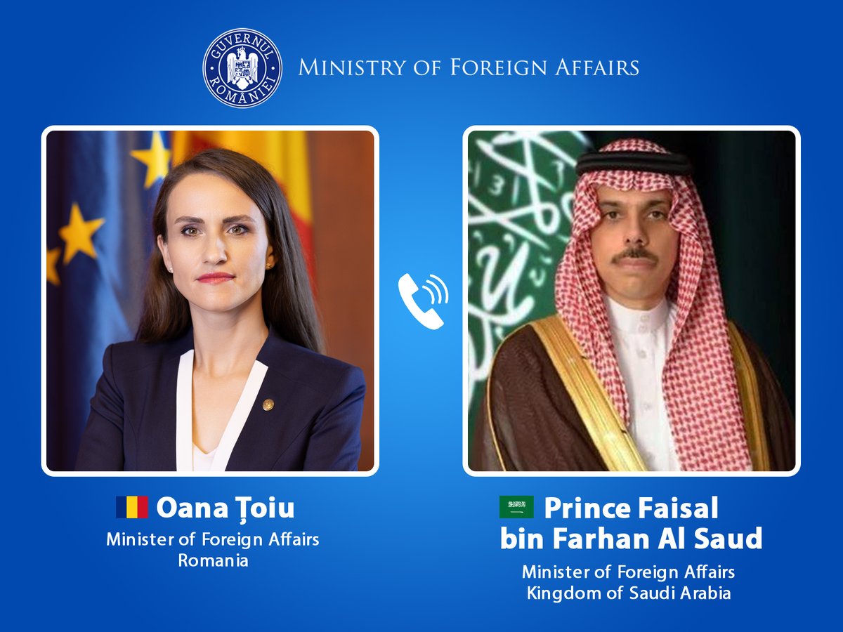 oana_toiu's tweet photo. În discuția telefonică avută cu ministrul afacerilor externe al Arabiei Saudite, E.S. Prințul Faisal bin Farhan Al Saud, am condamnat ferm agresiunea nejustificată a Iranului împotriva Regatului, subliniind că vizarea civililor și a infrastructurii civile este inacceptabilă.  

Am evidențiat importanța continuării coordonării și a schimburilor de informații între țările și regiunile noastre. România rămâne angajată într-un dialog strâns cu partenerii săi din Orientul Mijlociu.

În ceea ce privește situația cetățenilor români afectați de evoluțiile recente din regiune, am discutat despre spațiul aerian și modalități de cooperare pentru a asigura protecția și asistența acestora, incluzând buna colaborare cu autoritățile pentru tranzitul la frontieră.