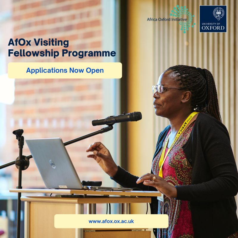 opportunitiesfy's tweet image. 🎓 AfOx Visiting Fellowship 2026 – University of Oxford
✨ Benefits
 ✈️Travel covered
 🏠Accommodation
 📚Research access
 💰Weekly allowance
📅 15 May 2026
🔗 wp.me/p23f03-dE7
#Fellowship #Oxford #Research #Africa