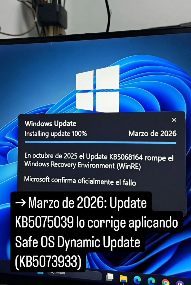 SoyITPro's tweet image. En octubre de 2025 el Update KB5068164 rompe el Windows Recovery Environment (WinRE) de #Windows10 

Microsoft confirma oficialmente el fallo.
🛠️ Marzo de 2026: Update KB5075039 lo corrige aplicando Safe OS Dynamic Update (KB5073933).