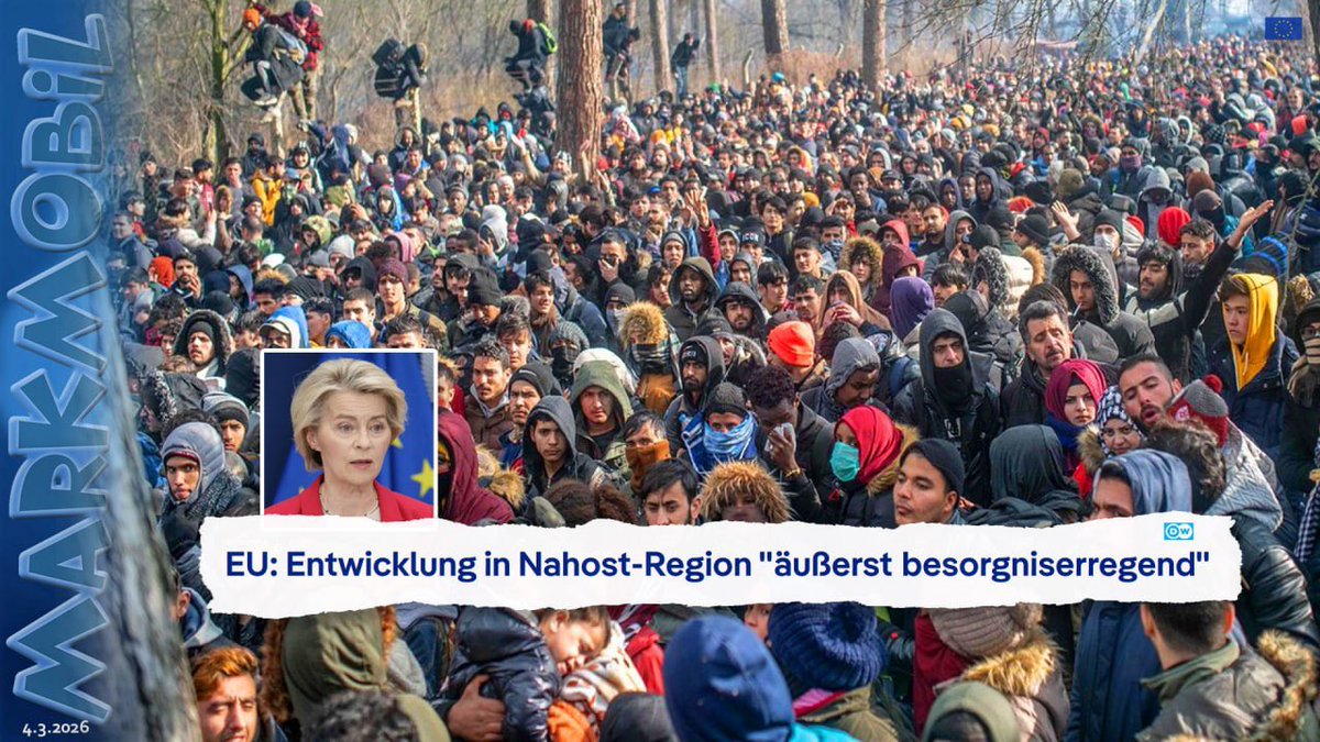 🇪🇺 Horch, was kommt von draußen rein!
Die EU warnt vor massivem Migrantenstrom wegen Iran-Konflikt. EU-Flüchtlingsagentur sagt: "Wenn nur 10% der Iraner kommen, dann gibt es hier Migranten wie seit Jahrzehnten nicht."