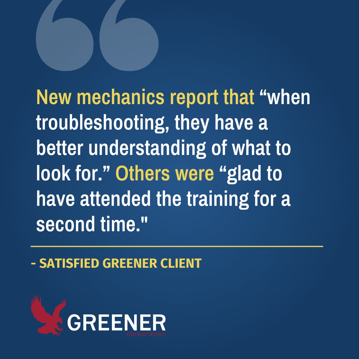 GreenerCorp's tweet image. Our training helps mechanics troubleshoot with confidence and learn what to look for, and even experienced team members find value in repeating the course.

#PackagingSolutions #TechnicalTraining