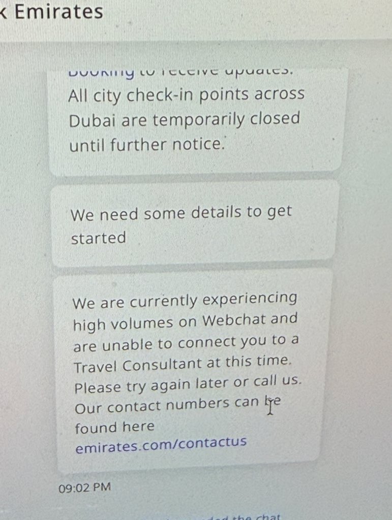 RobertMD1's tweet photo. @EmiratesSupport   Please tell me how I can contact you. I have tried calling many times, but the line is always busy.

Also, your chat shows “unprofessional, unable to connect,” so I can’t reach anyone there either. https://t.co/cUft5M0sI2