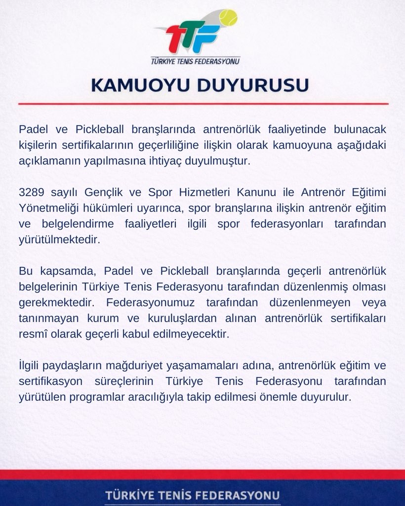 Türkiye Tenis Federasyonu tweet media