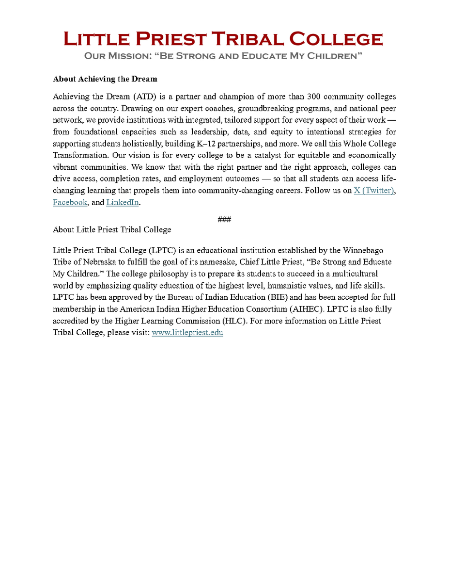 Little Priest Tribal College tweet media