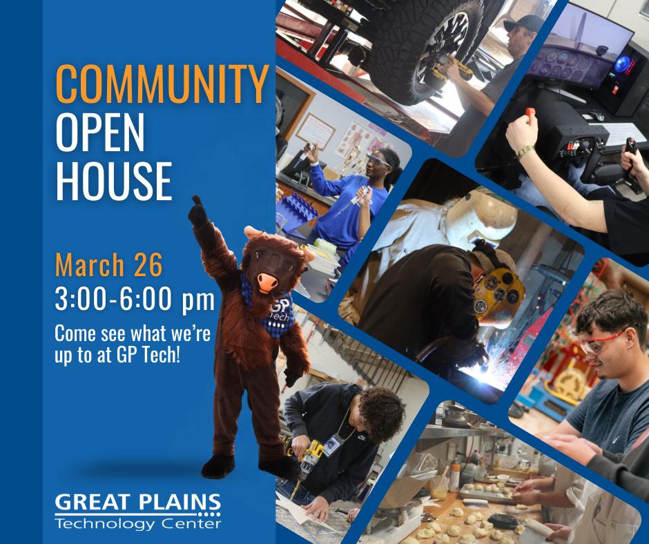 Join us for our Community Open House on March 26 from 3 to 6 p.m. Explore our programs, tour hands on training spaces, visit with instructors and staff, and get your questions answered about enrollment, certifications, and career pathways. We can't wait to see you! #GPTech #gptc